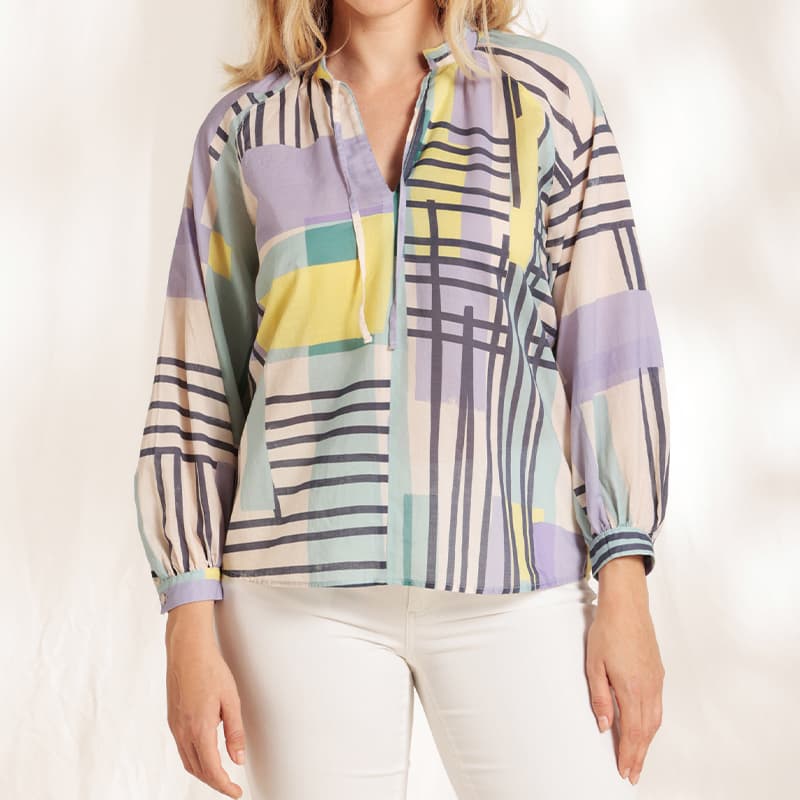 Blouse MAT DE MISAINE Corse I 42 R370 Raye Lilas