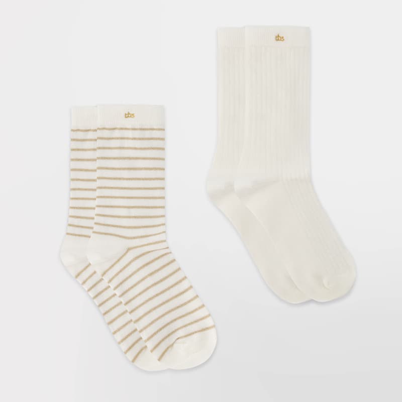 Lot de 2 paires de Chaussettes Lurex TBS Setluxy 35/38 H33 *Raye + Tofu