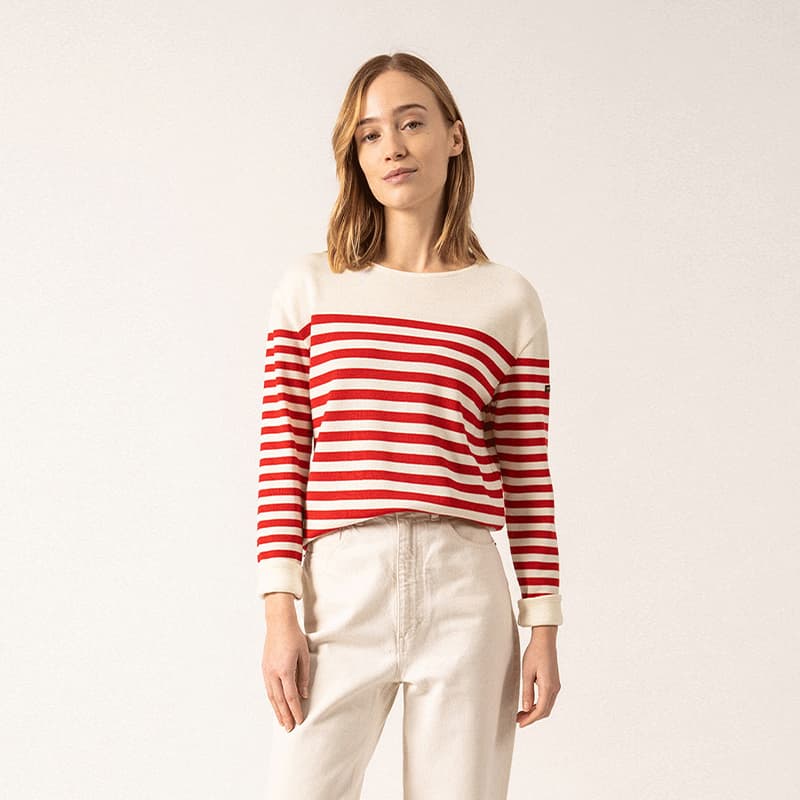Pull SAINT JAMES Ecrins 40 Ecume/Tulipe