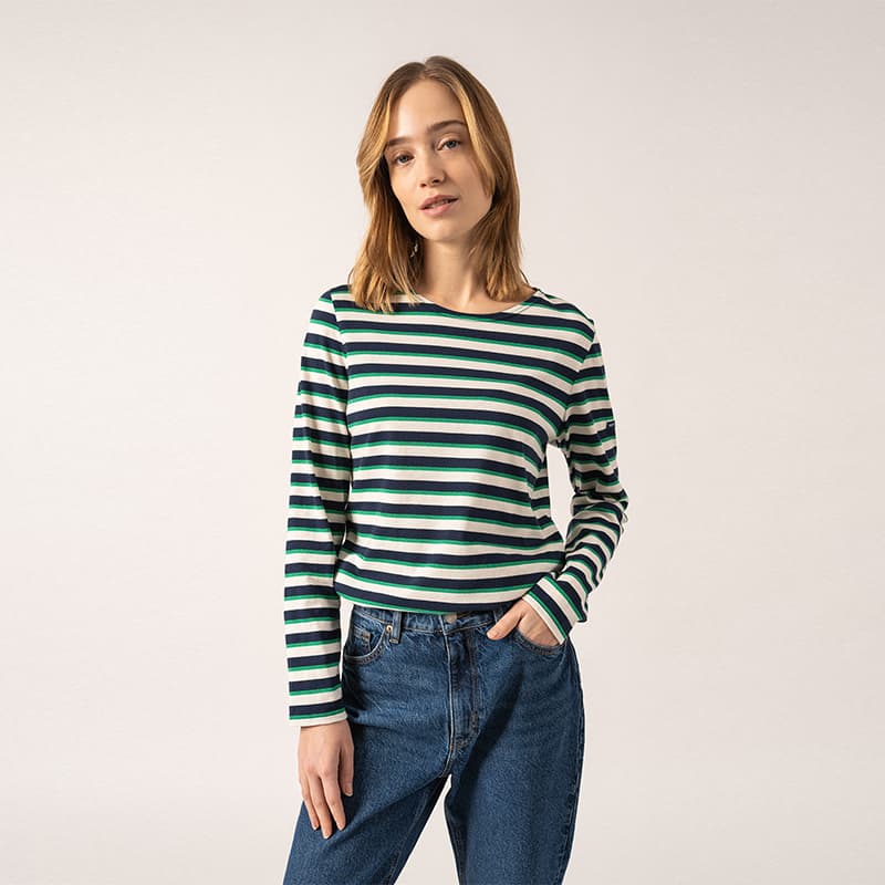 Marinière SAINT JAMES Minquidame Lurex 38 Mari/Ecum/Vert