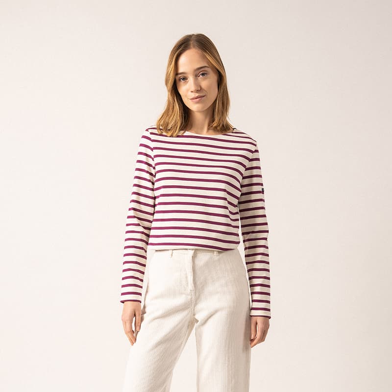Marinière SAINT JAMES Meridame II couleur 36 Ecume/Prune
