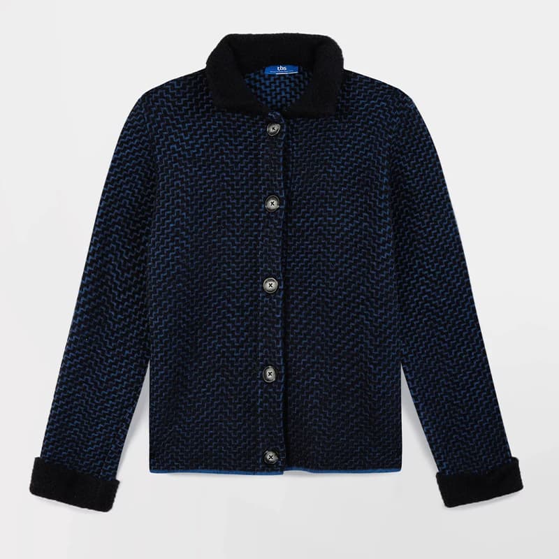 Gilet boutonné jacquard TBS Fabbygil 2XL 032 Marine
