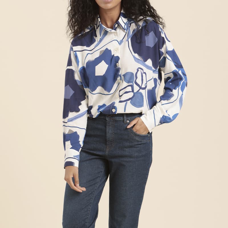 Chemise MAT DE MISAINE Charme Faience 36 I2204 Imp.Faience Fonce