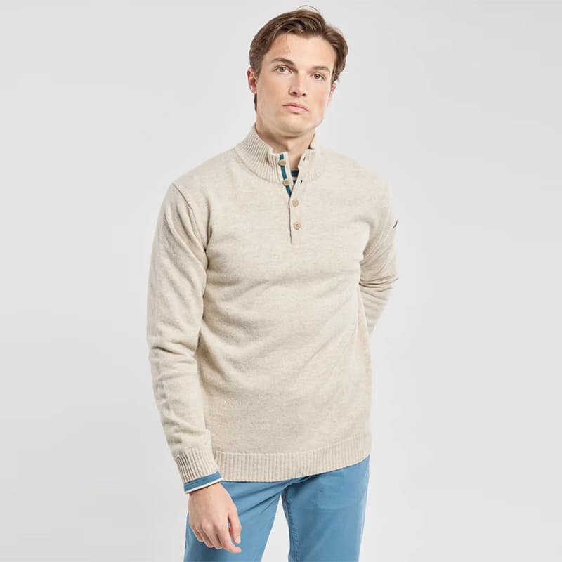 Pull camionneur lambswool ARMOR-LUX M PSF Sandstone chiné/Dark storm