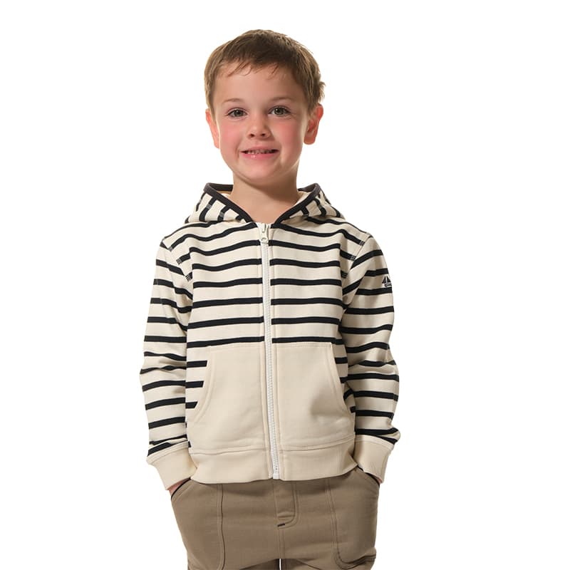 Sweat zippé HUBLOT Zoello 4 Ans Ecru/Marine