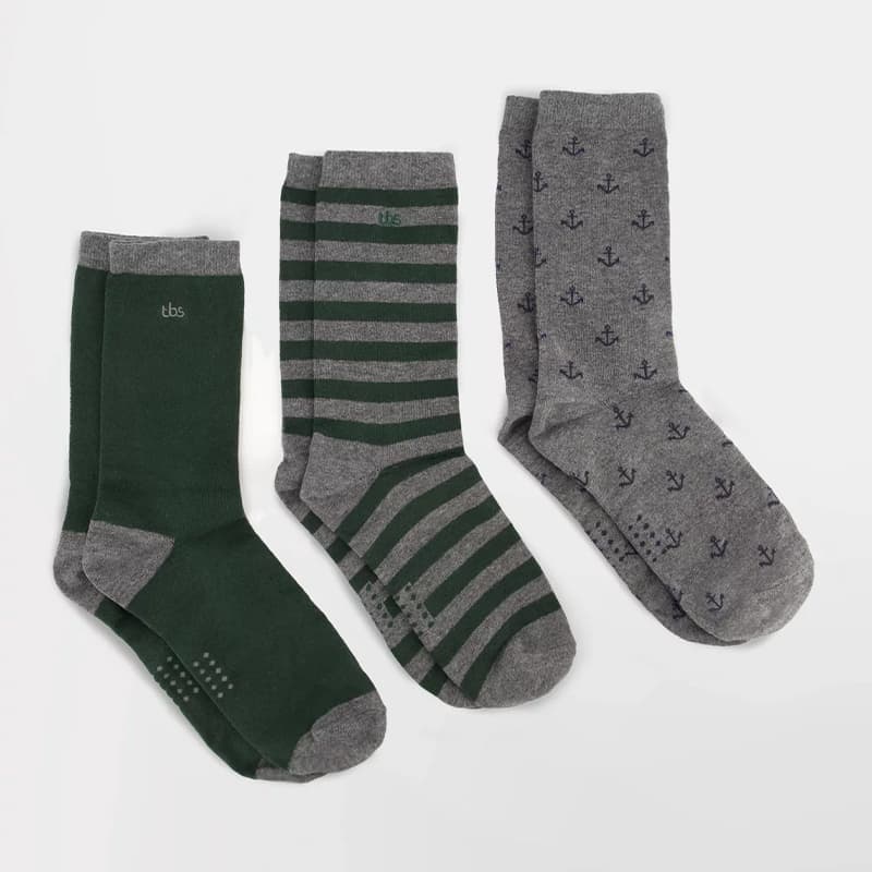 Lot de 3 paires de Chaussettes TBS Triofant 39/42 9A1 *Gris + Raye + Cypres