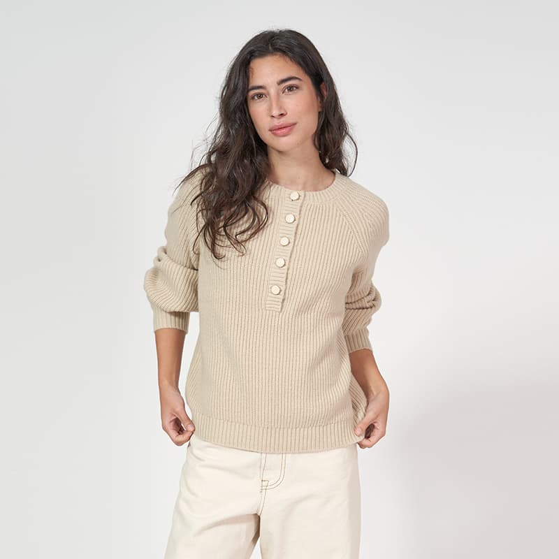 Pull Ample boutonné BATELA 42 OY Oyster Gray