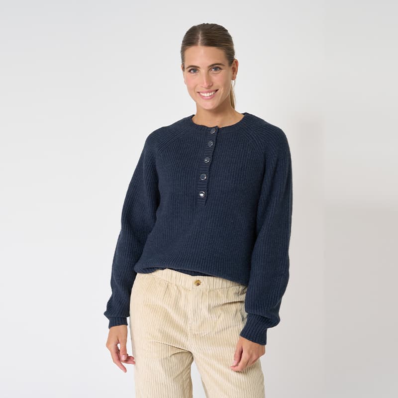 Pull Ample boutonné BATELA 44 MA Marine