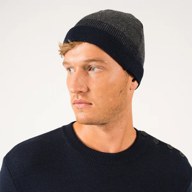 Bonnet bicolore SAINT JAMES Bretagne TU Gris/Marine