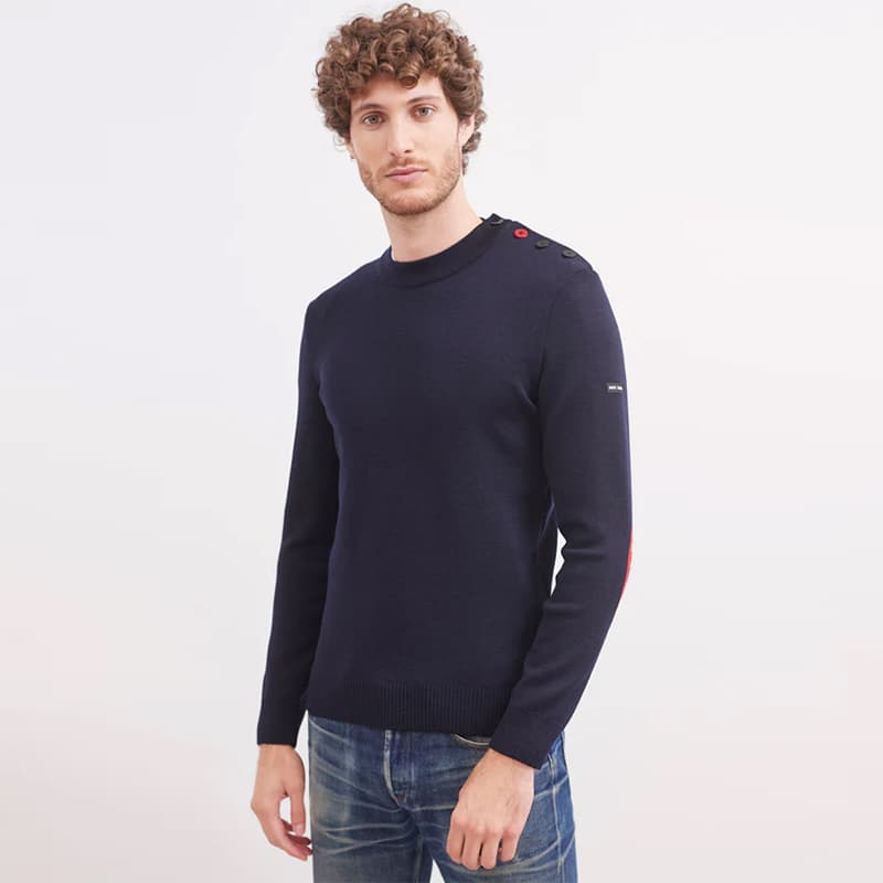 Pull SAINT JAMES Mondiovision Normandie L Navy/Multico