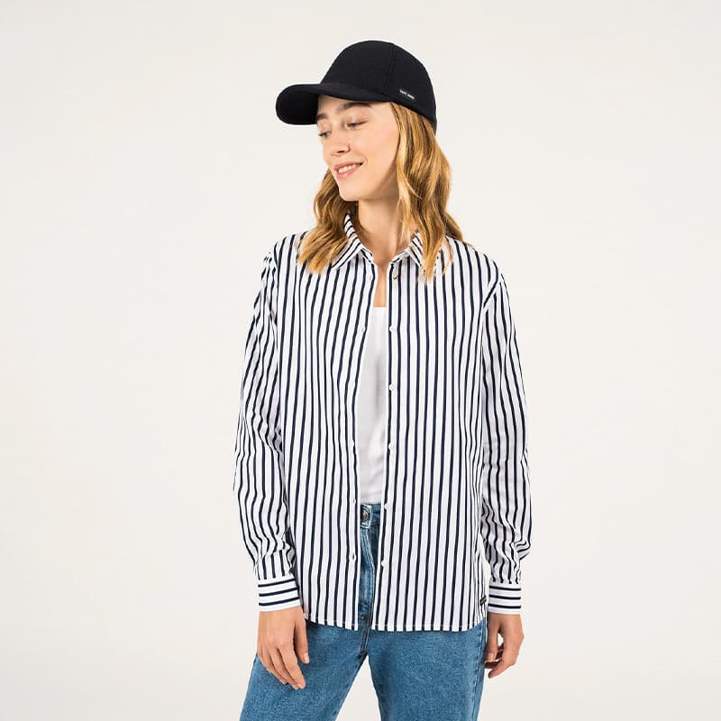 Chemisier SAINT JAMES Lalie ML 46 Blanc/Marine