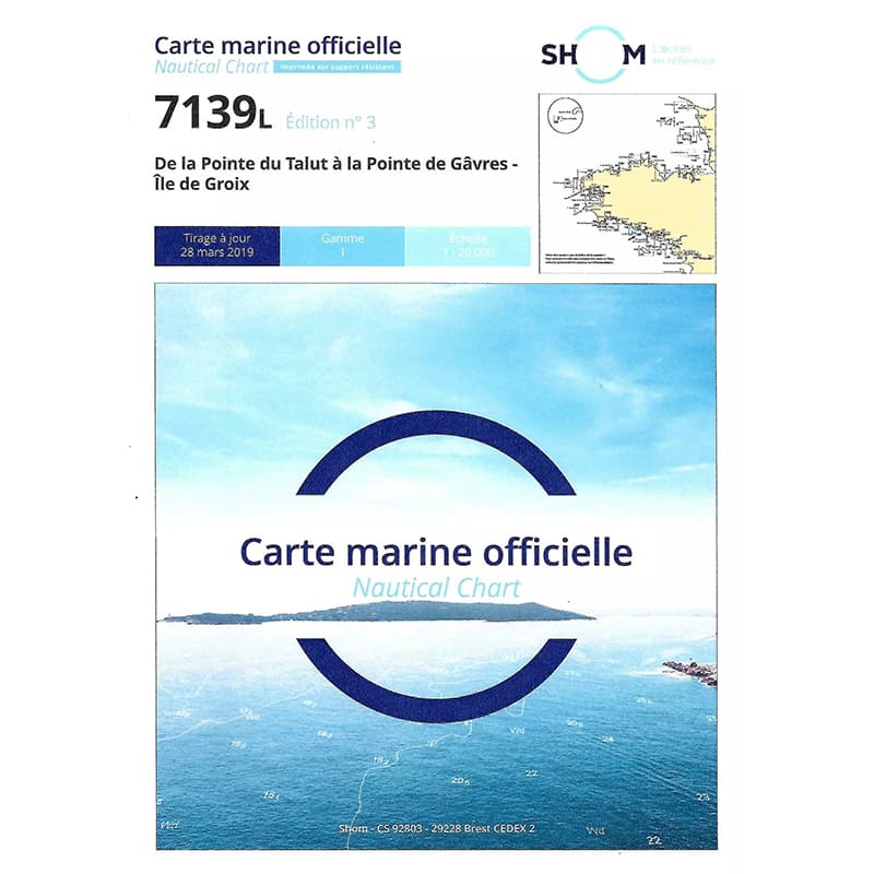 Carte marine SHOM 7139L - De la Pointe du Talut à la Pointe de Gâvres - Île de Groix