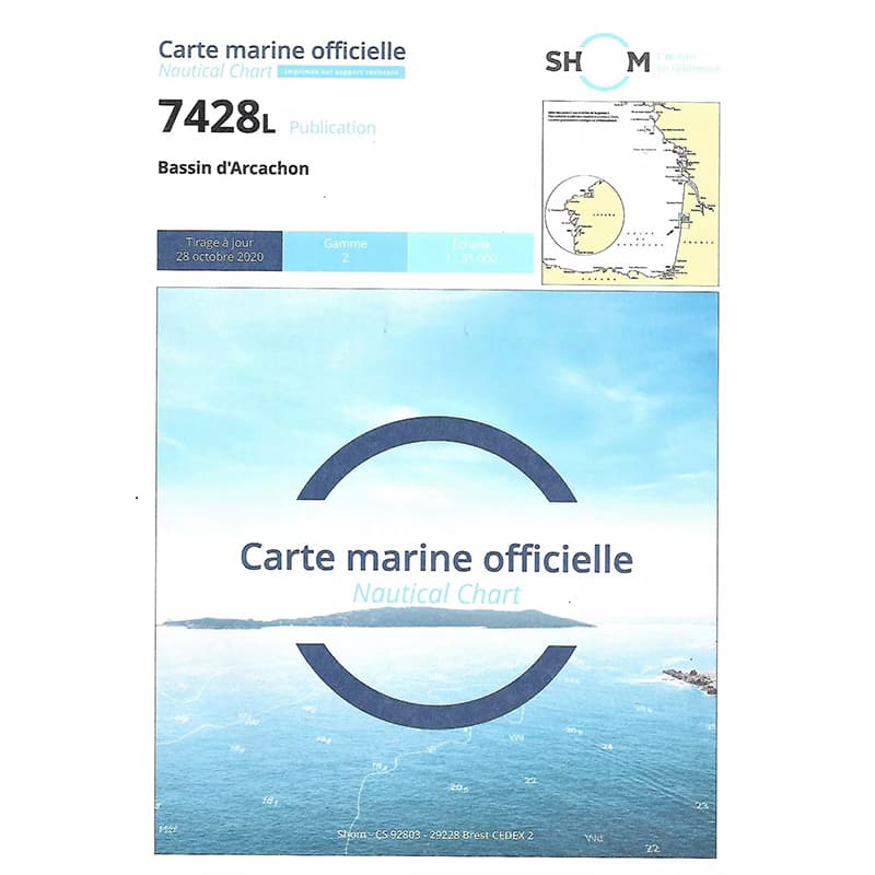Carte marine SHOM 7428L - Bassin d'Arcachon