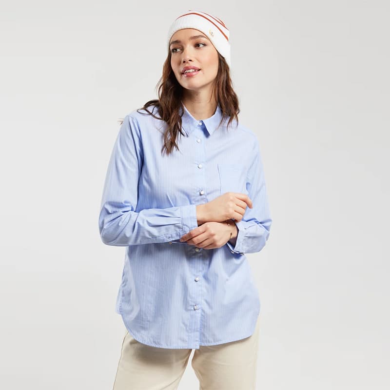 Chemise ARMOR-LUX Rayée 44 PQA Rayure Céleste/Apricot