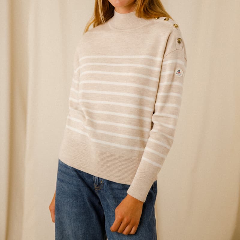 Pull ROYAL MER Eulalie Rayé 38 Craie/Ecru
