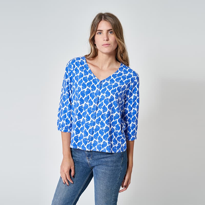 Chemise sans col BATELA Coquillages A1974 42 SHL Shell