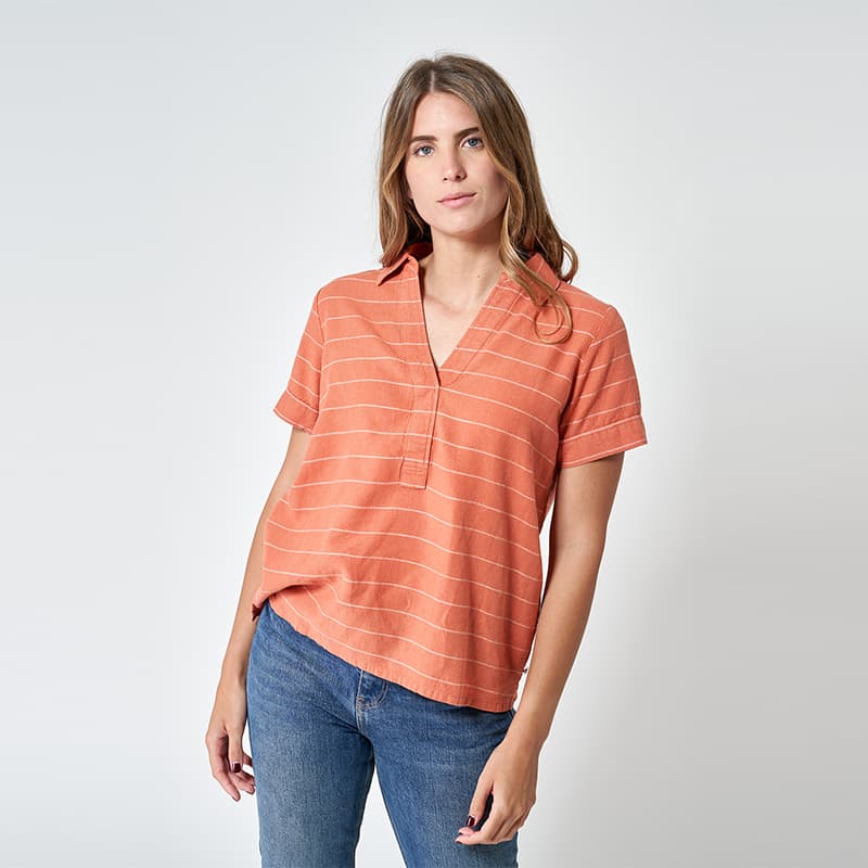 T-shirt Lin et Viscose BATELA Apricot A1979 46 AP/C Apricot Brandy Cord