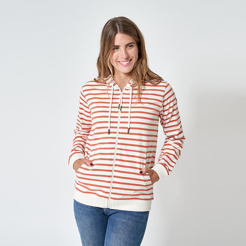 Sweat zippé rayé BATELA A2002 44 C/AP Cord Apricot brandy