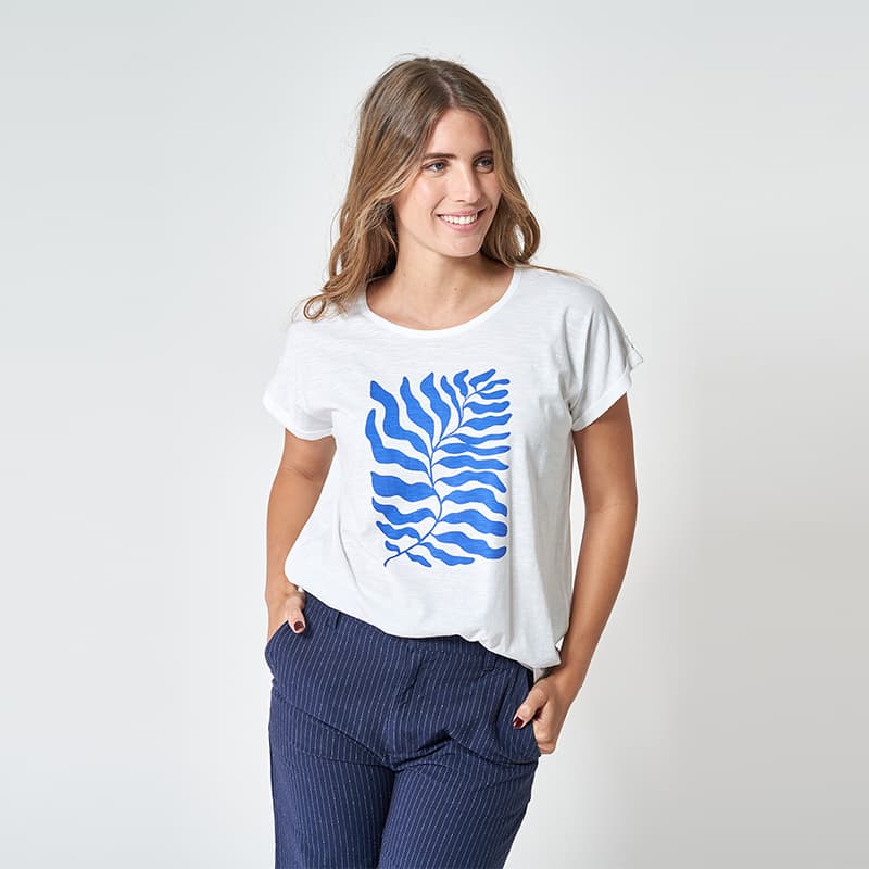 T-shirt sérigraphie Algues BATELA A2005 46 BL Blanc