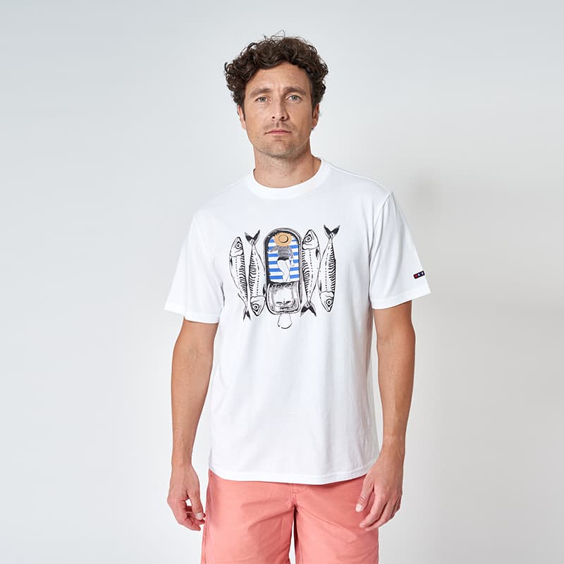 T-shirt BATELA Boites de Sardines A1928 L BL Blanc