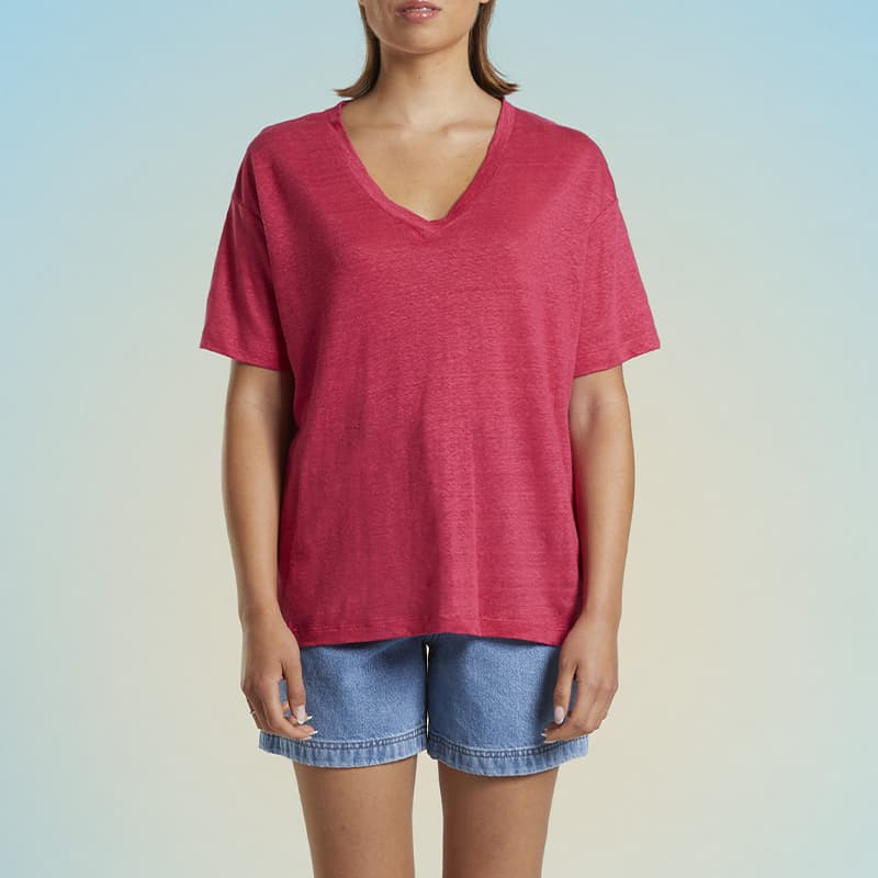 T-shirt en Lin MAT DE MISAINE Malte 618 34 U381 Pivoine