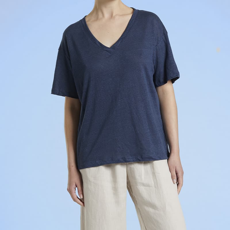 T-shirt en Lin MAT DE MISAINE Malte 618 42 U26 Indigo