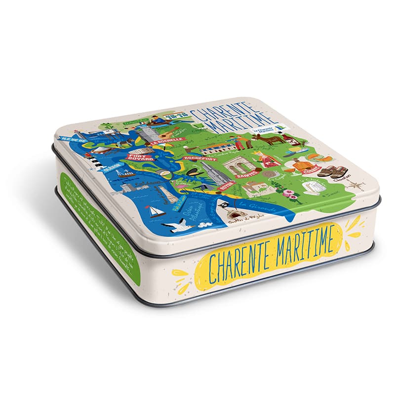 Boîte Galettes Charentaises "Carte Charente-Maritime" SOCIÉTÉ DV