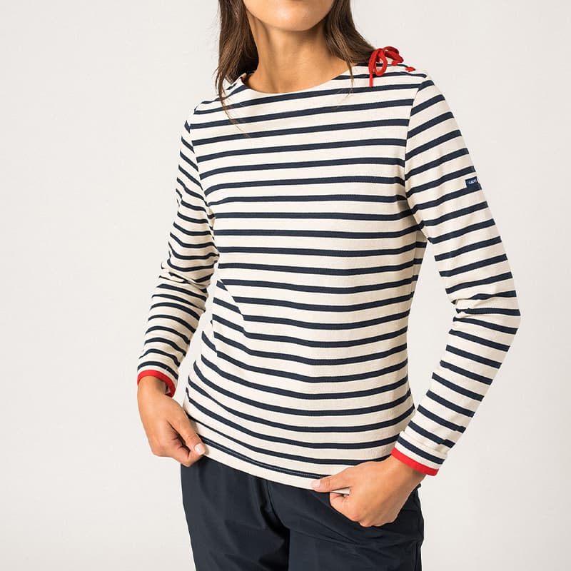 Marinière SAINT JAMES Cavalaire 44 Ecru/Marin/Tulipe