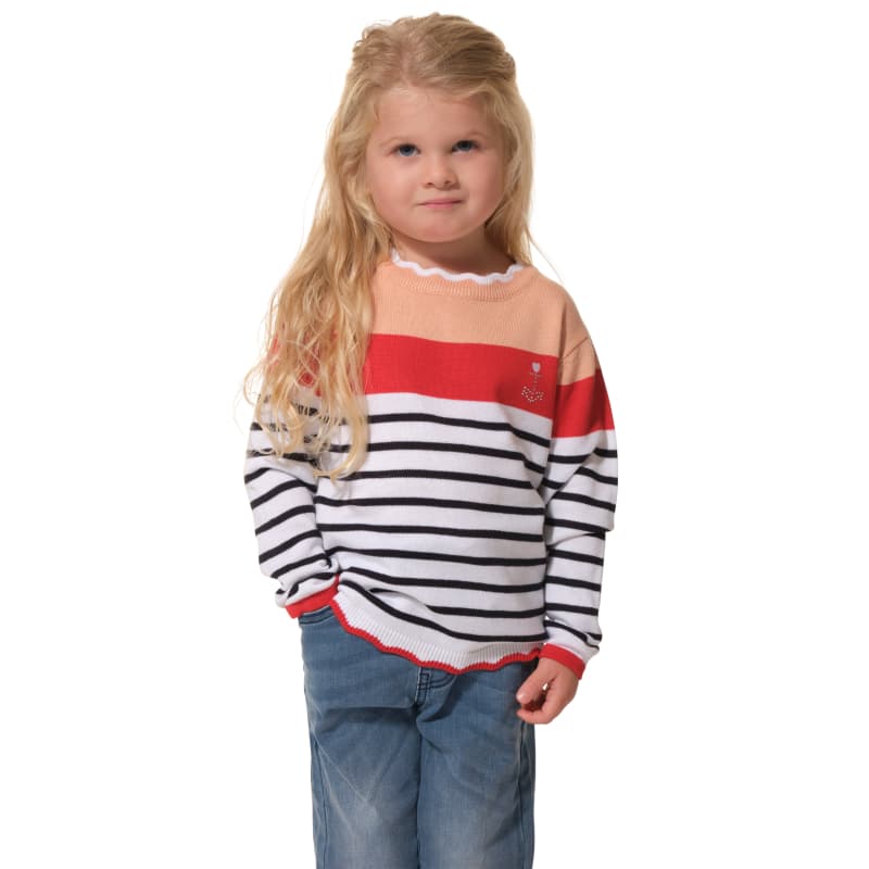 Pull HUBLOT Hannae 10 Ans Blanc/Marine/Rouge/Peche