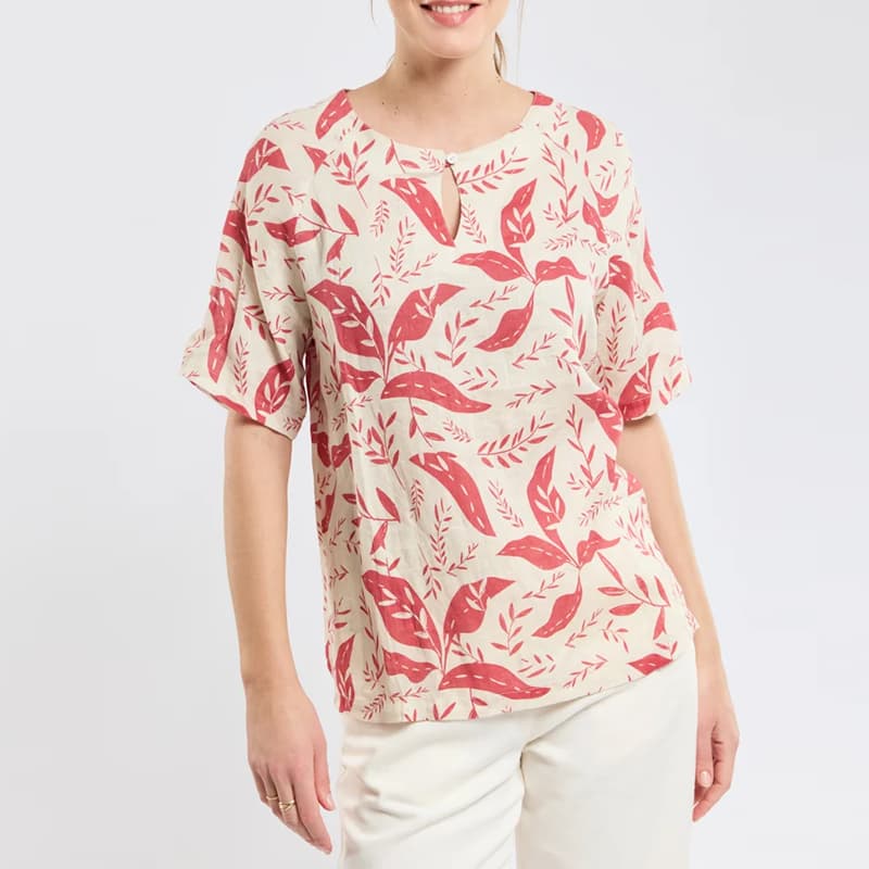 Blouse en Lin imprimé ARMOR-LUX 74188 38 QKW Imprimé Calyptus