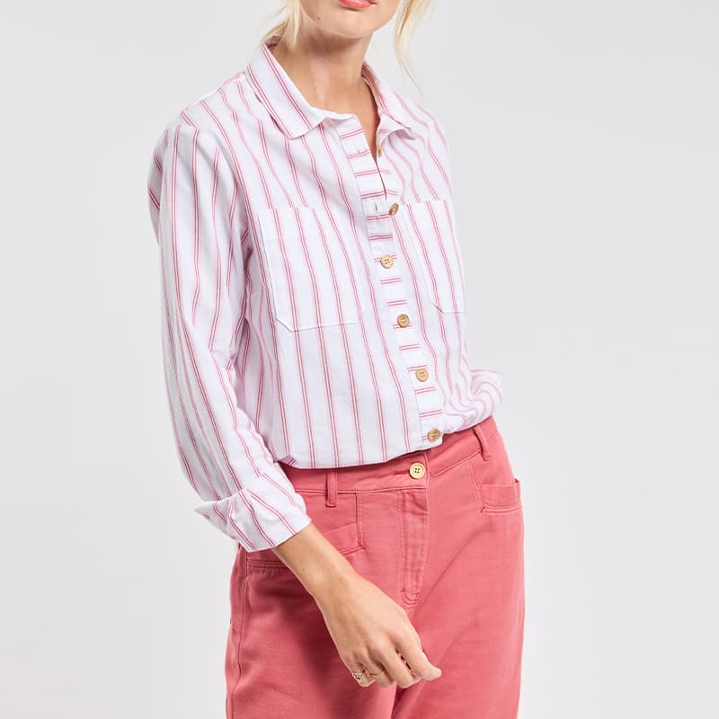 Chemise Rayée ARMOR-LUX Héritage 73537 40 QLX Rayure Ecru/Pink/Garnet