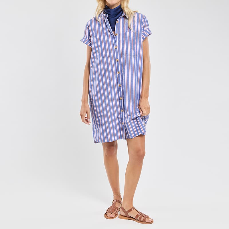 Robe chemise rayée ARMOR-LUX Héritage 73534 38 QLW Rayure Seal/Ecru/rouge