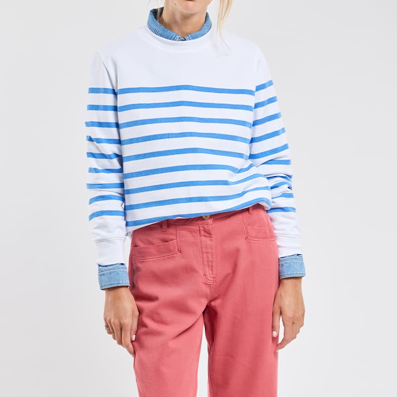 Sweat Rayé ARMOR-LUX Héritage-Bio 73516 3 QHZ Blanc/Blue Saphir