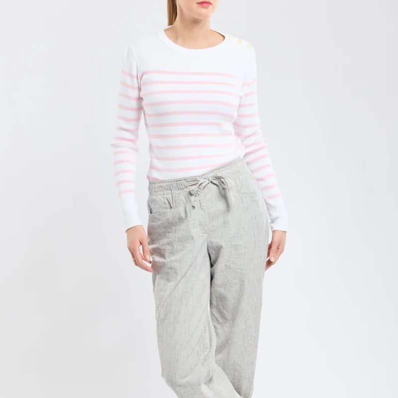 Pull marin ARMOR-LUX Groix Rayé 08646 4 QHX Blanc/Fairytale