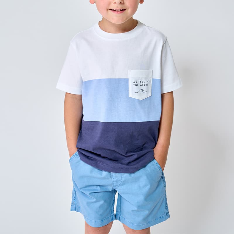T-shirt Avec Poche BATELA As Free As N1915 10 Ans BL/CD White Coronet Blue