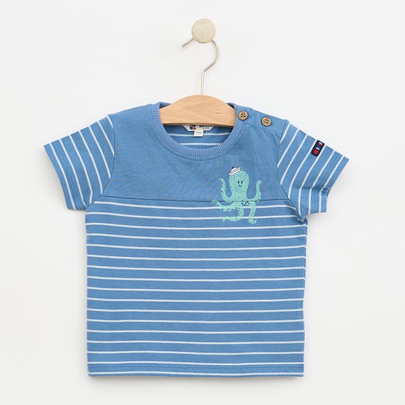 T-shirt rayé BATELA Poulpe B2604 18 Mois CD/SY Coronet Blue Skyway