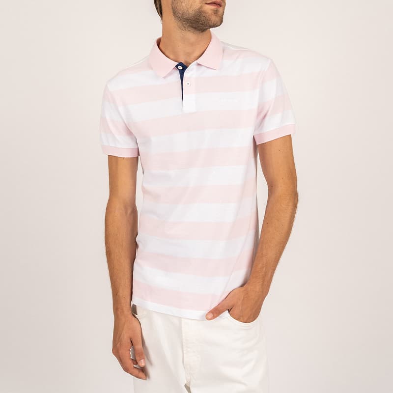 Polo SAINT JAMES Scott XL Rose/Blanc