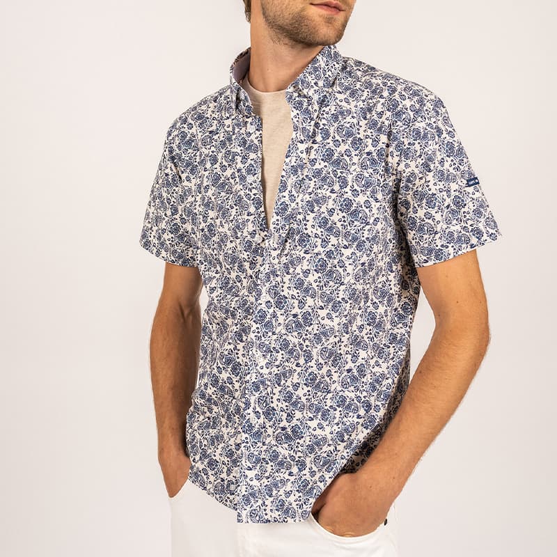 Chemise SAINT JAMES Davin 2XL Craie/Indigo