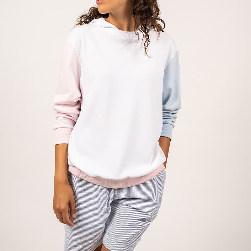Sweat SAINT JAMES Pauline 42 Blan/Rose/Ciel