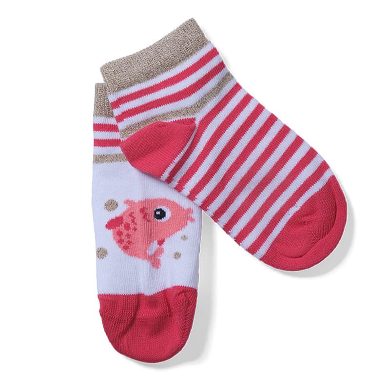 Chaussettes Enfant HUBLOT Poisson 19/22 Blanc/Corail/Framboise