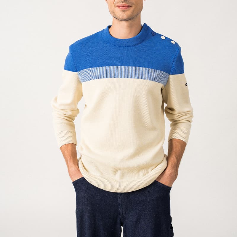 Pull SAINT JAMES Aquitaine XL Ecru/Mer