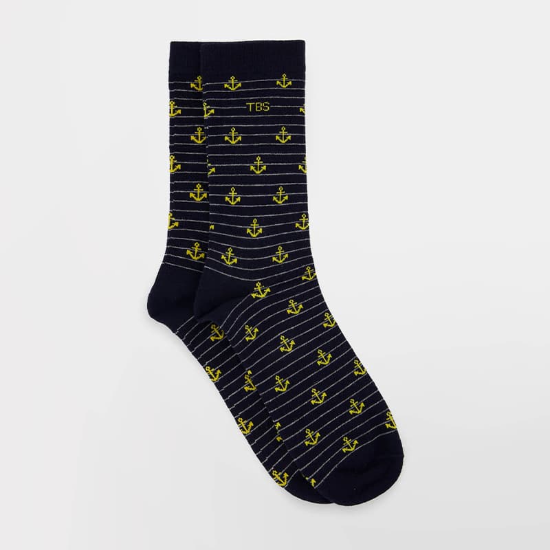 Chaussettes TBS Garysock 39/42 5D2 *Marine Ancre Jaune Raye