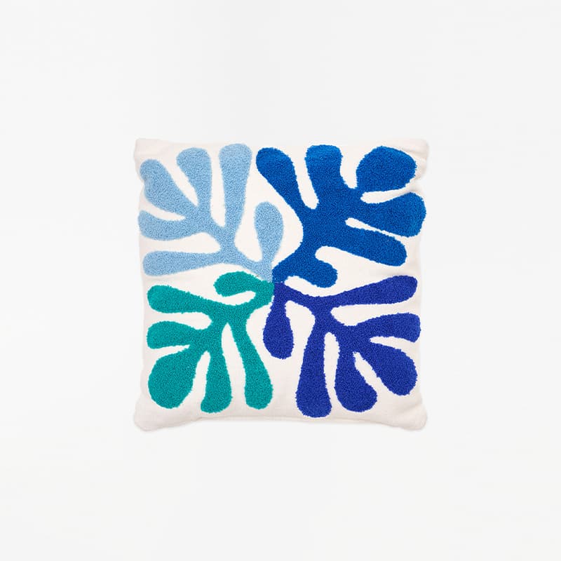 Coussin carré "Algues Bleues" BATELA DECO