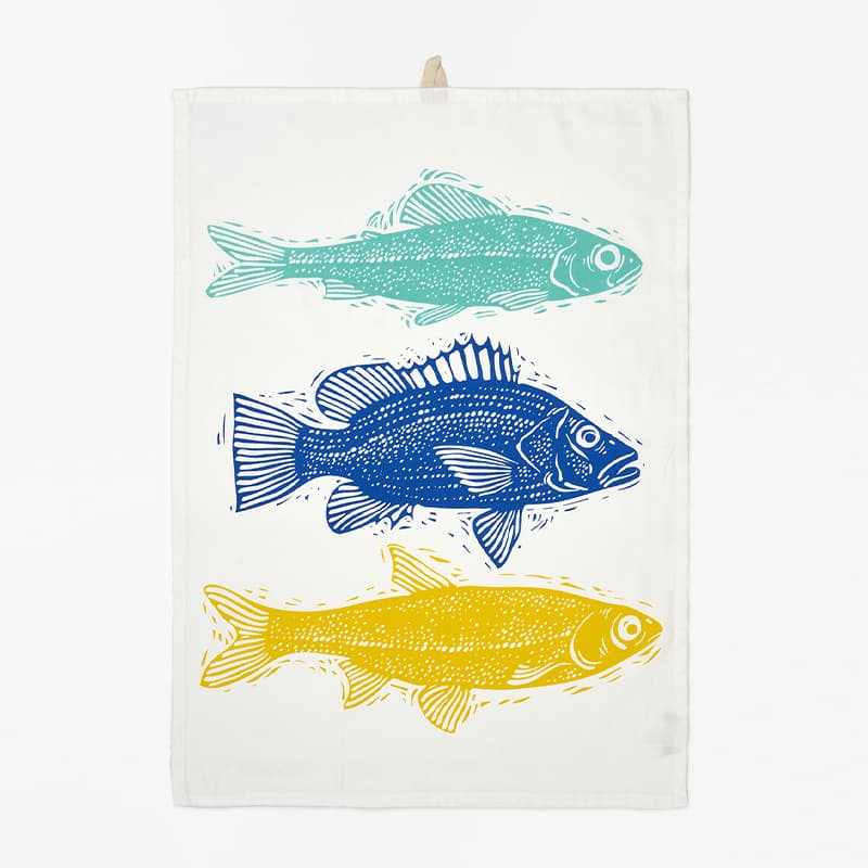 Torchon "Poissons colorés" BATELA DECO