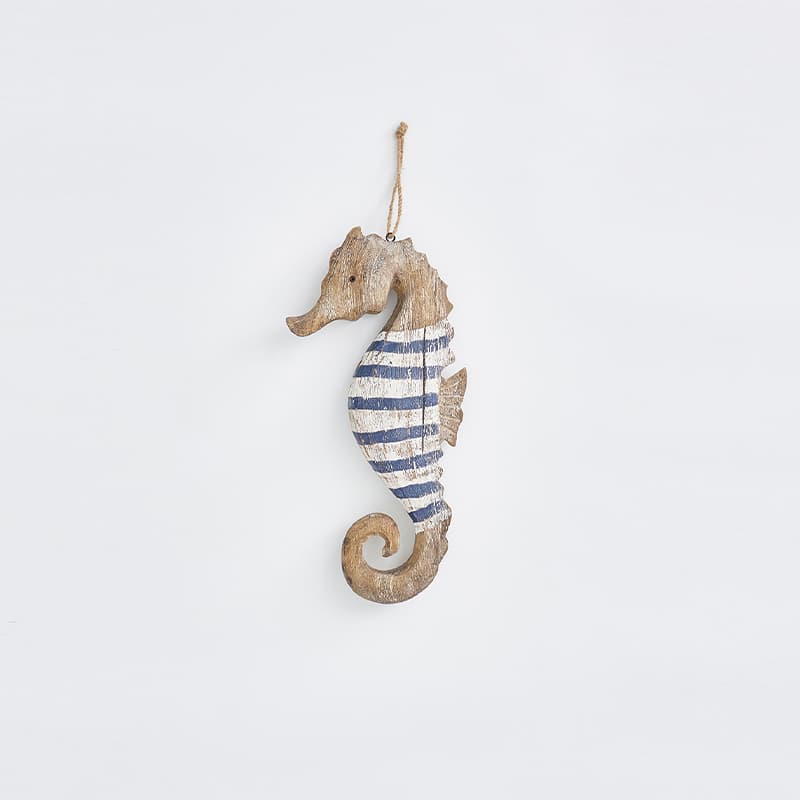 Hippocampe rayé en bois à suspendre BATELA DECO