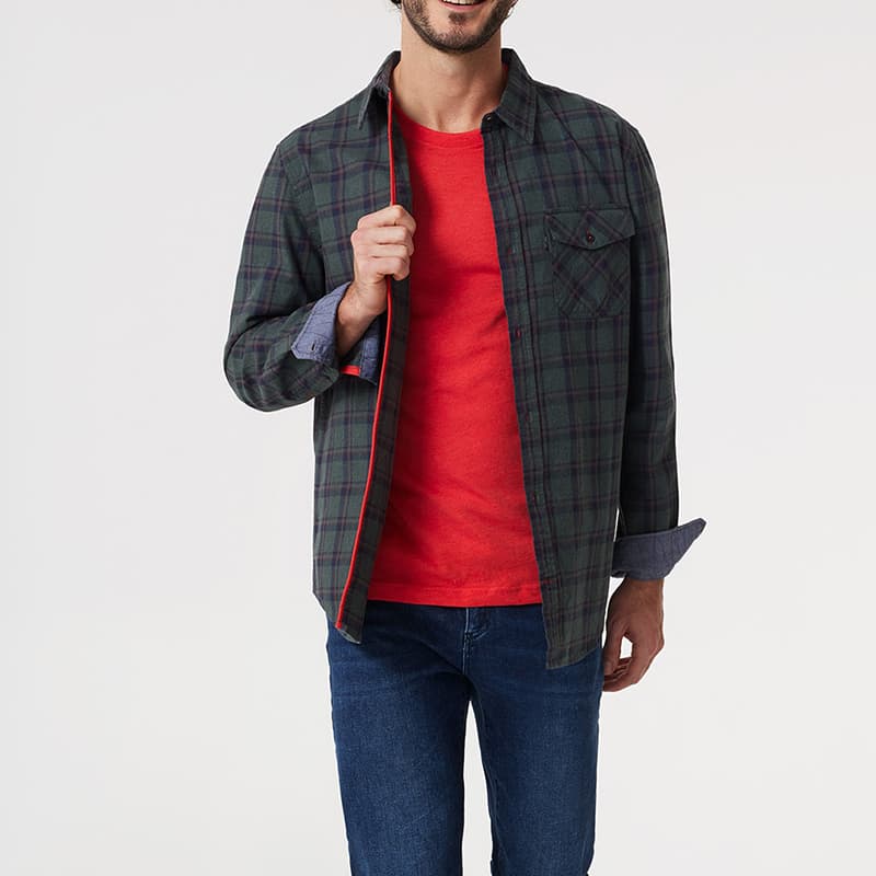 Chemise en Flanelle TBS Borische L 488 Sapin