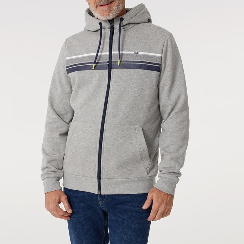 Sweat zippé chaud TBS Sevenzip L 031 Gris Chine