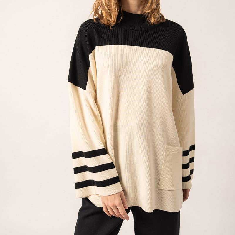 Pull SAINT JAMES Givre XS Ecume/Noir