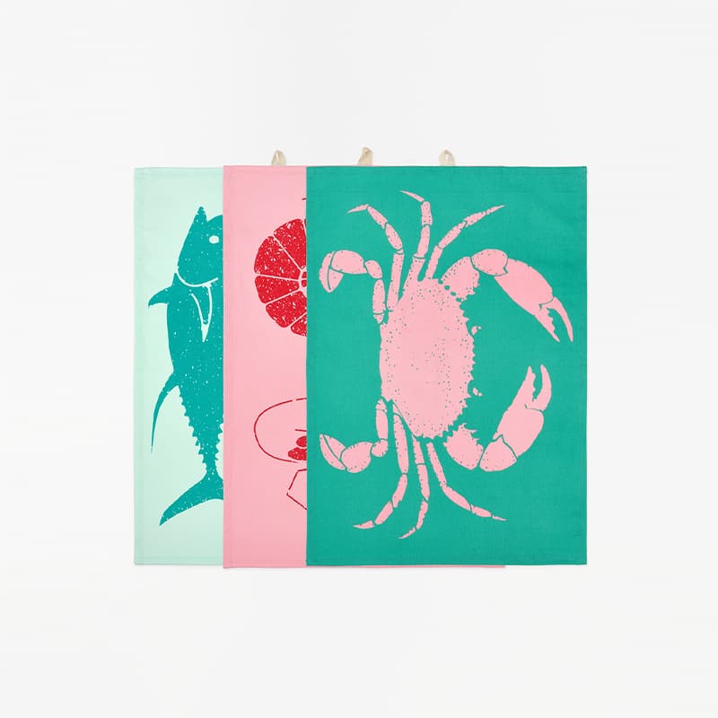 Set de 3 torchons "Animaux marins" BATELA DECO