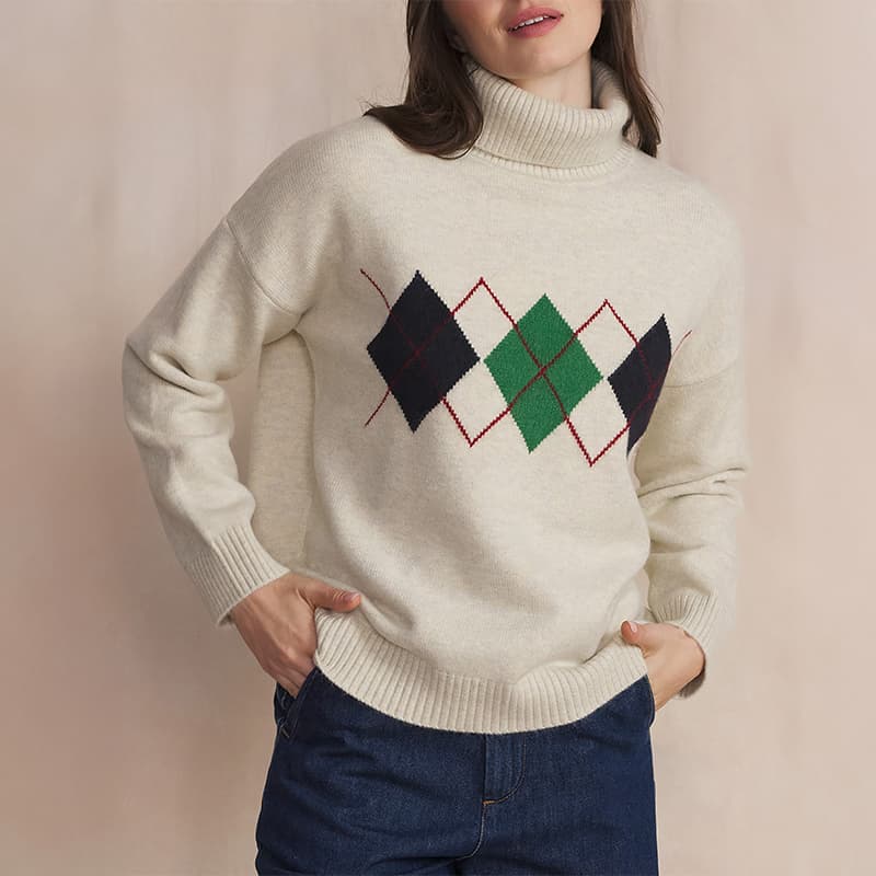 Pull col roulé TBS Burlicol L 117 Craie